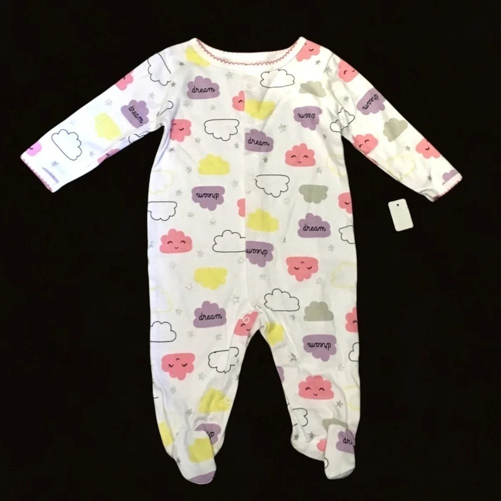 NWT Koala Baby Cloud Print Multicolor Snap Onesie Sleeper Size 3-6M
